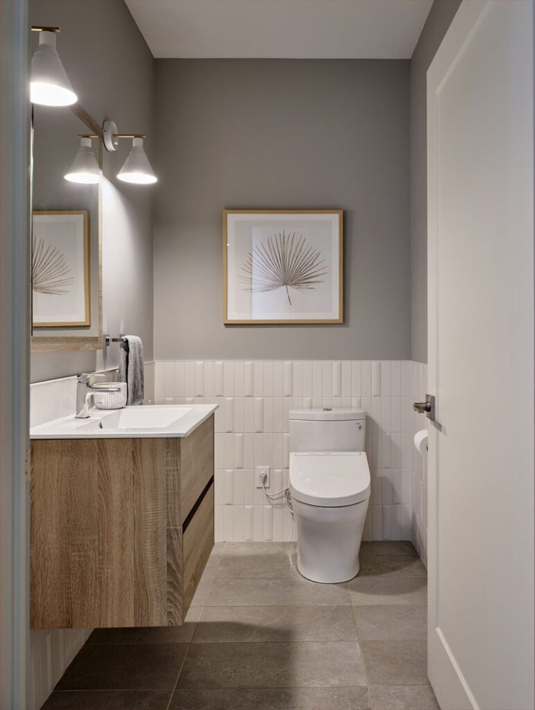 Passive Home bathroom with white tile