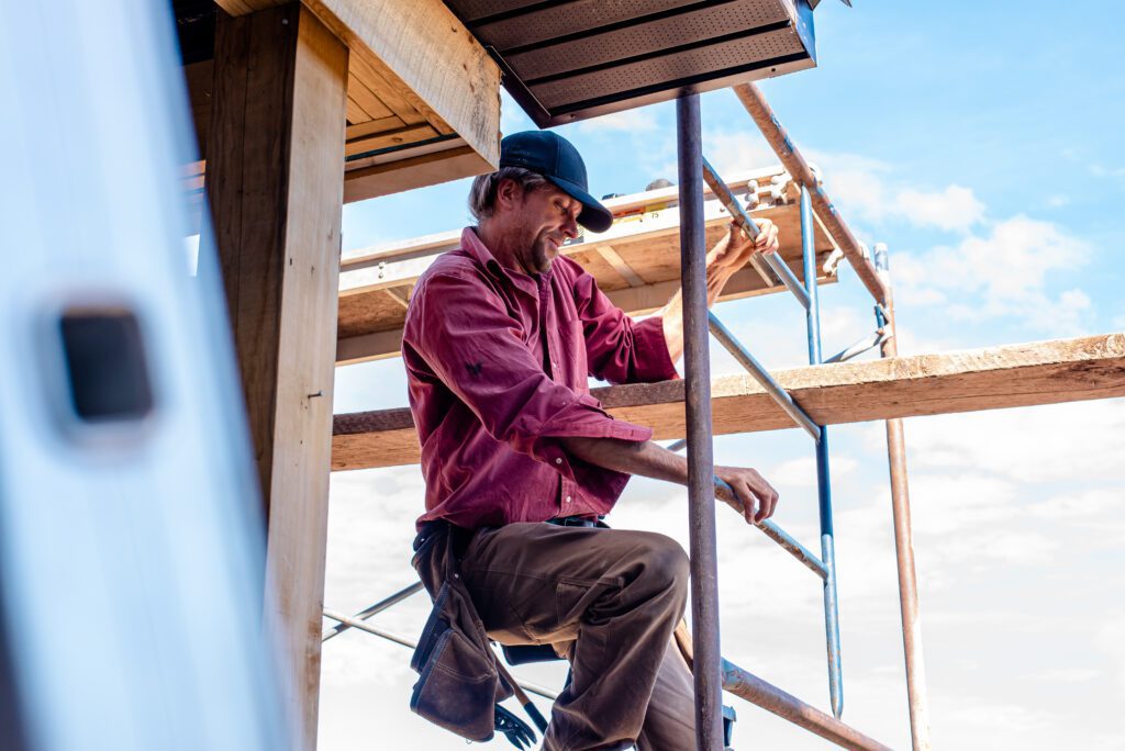 Carpenter framing a custom home, Annapolis Valley Nova Scotia